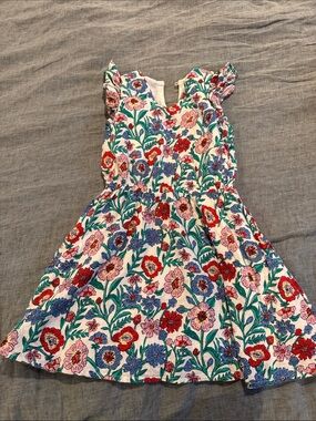 Vineyard Vines White Floral Cotton Dress with Red, Pink & Blue Flowers